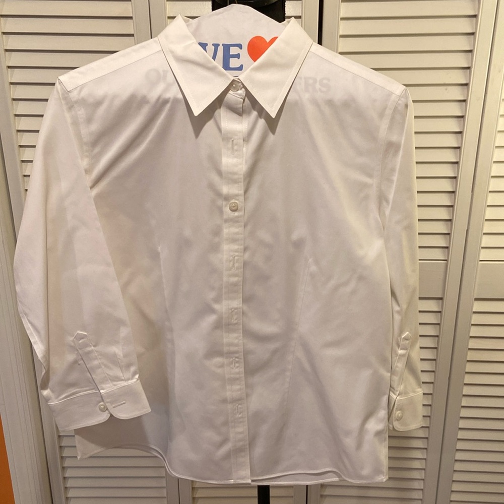 L.L. Bean women’s 100% cotton blouse, 3/4 sleeve, EUC, white, S